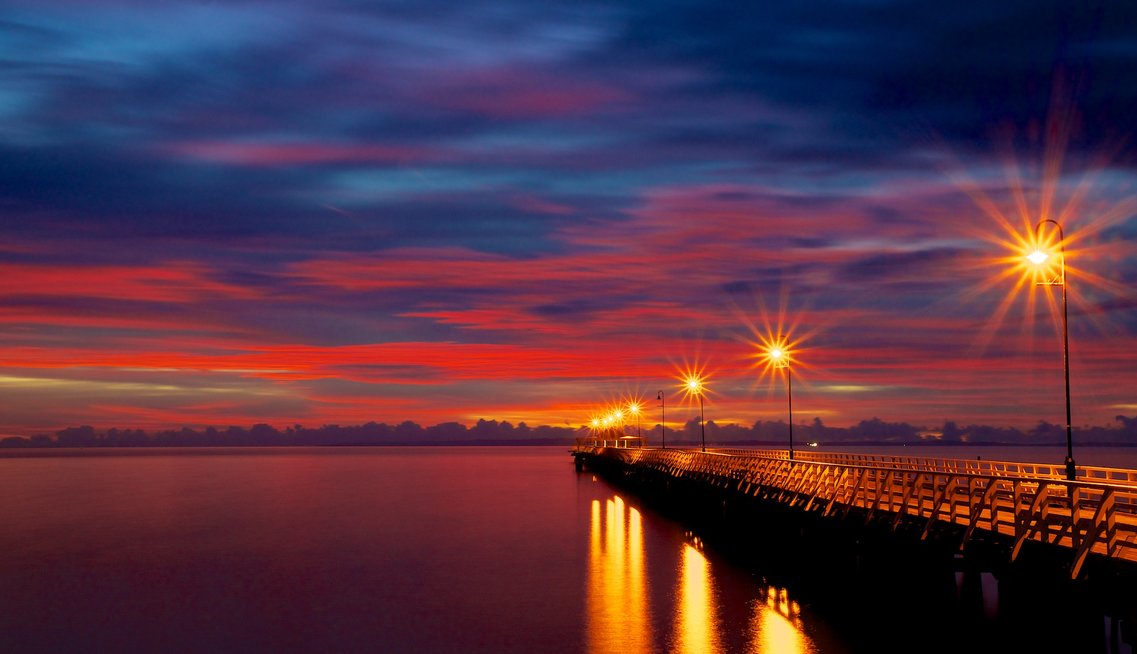 Sydney boardwalk at night